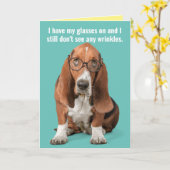 Carte Basset Hound No Wrinkings Gratuit Anniversaire (Fleur jaune)