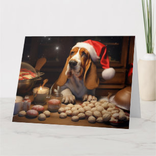 Carte Basset Hound Noël Cookies Festive Fête
