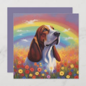 Carte Basset Hound Nom personnalisé Chien Rainbow Sympat (Devant / Derrière)
