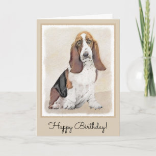 Carte Basset Hound Painting - Cute Original Dog Art