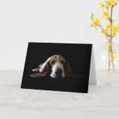 Carte Basset Hound se couchant (Fleur jaune)