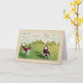 Carte Basset Hounds - Printemps dans l'air (Fleur jaune)