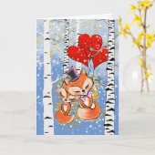 Carte Bassin à coeur rouge de renard romantique (Fleur jaune)