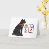 Carte Bastet, déesse chatte égyptienne (Fleur jaune)