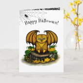 Carte Bat d'Halloween mignonne (Fleur jaune)