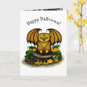 Carte Bat d'Halloween mignonne (Fleur jaune)