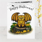 Carte Bat d'Halloween mignonne (Fleur jaune)