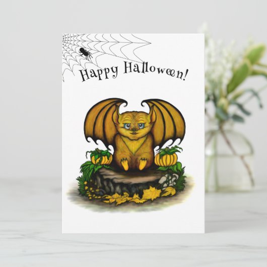 Carte Bat d'Halloween mignonne (Debout devant)