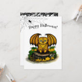 Carte Bat d'Halloween mignonne (Devant/Arrière en situation)