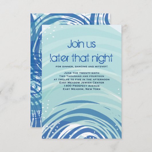 Carte Bat mitzvah de réception SKIING Bar (Devant / Derrière)