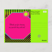 Carte Bat mitzvah Neon Floral Stripes (Dos)