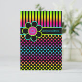 Carte Bat mitzvah Neon Stripes Pois (Debout devant)