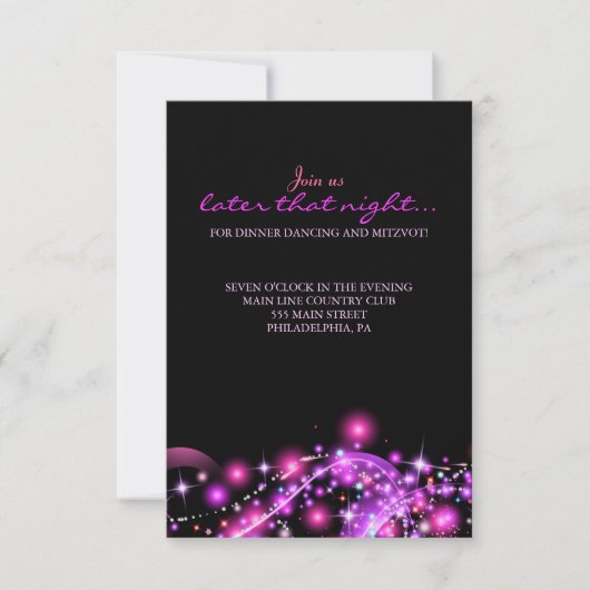 Carte Bat mitzvah pour les ÉTOILES À COULEURS ROSE (Devant)