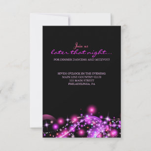 Carte Bat mitzvah pour les ÉTOILES À COULEURS ROSE