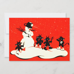 Carte Bataille de boules de neige de Krampus rouge bonho