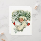 Carte Bataille de boules de neige (par Harrison Fisher) (Devant/Arrière en situation)