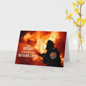 Carte Bataillon des pompiers Chef des pompiers Anniversa (Fleur jaune)