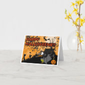 Carte Batdog et Superdog de Halloween de teckel (Fleur jaune)