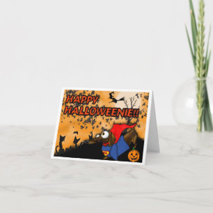 Carte Batdog et Superdog de Halloween de teckel