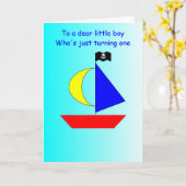 Carte Bateau 1er anniversaire (Fleur jaune)