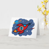 Carte Bateau à fusée 1er anniversaire (Fleur jaune)