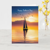 Carte Bateau À La Fête des pères Du Coucher Du Soleil (Fleur jaune)