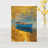 Carte Bateau à roues bleu sur un lac calme (Fleur jaune)