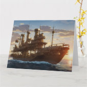 Carte Bateau à vapeur en mer (Fleur jaune)