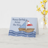 Carte Bateau à voile à travers l'anniversaire de milles (Fleur jaune)