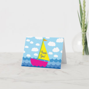 Carte Bateau à voile Cute Printemps 1er anniversaire fêt