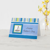 Carte Bateau à voile et Fête des pères à rayures (Fleur jaune)