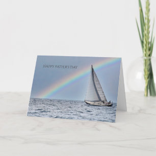 Carte Bateau à voile et Fête des pères arc-en-ciel