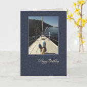 Carte Bateau à voile Joyeux anniversaire (Fleur jaune)
