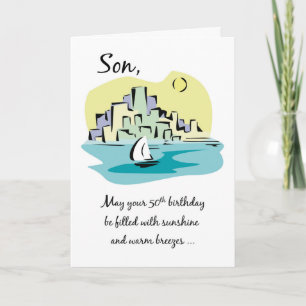 Carte Bateau à voile pour les 50 ans de votre fils près