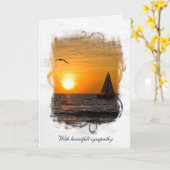 Carte Bateau à voile Sunset avec Sympathie Seagull (Fleur jaune)