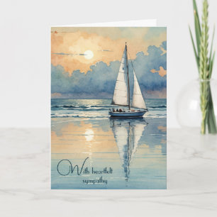 Carte Bateau à voile Watercolor Sur le lac Sunset