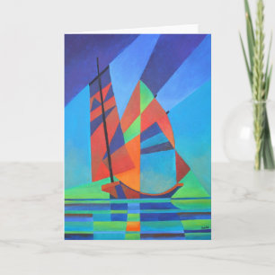 Carte Bateau Abstrait Art Junk contre Deep Blue Sky