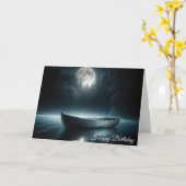 Carte Bateau Anniversaire Sur Le Lac Lune (Fleur jaune)