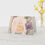 Carte Bateau d'anniversaire vintage (Fleur jaune)