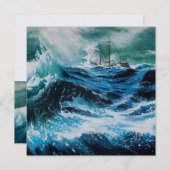Carte Bateau dans la mer dans la tempête (Devant / Derrière)