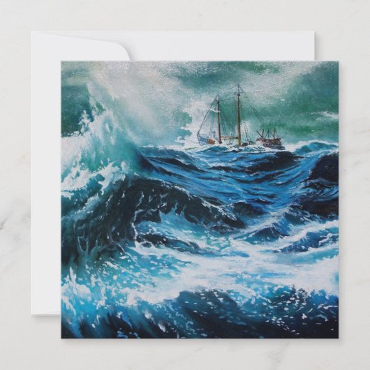 Carte Bateau dans la mer dans la tempête (Devant)