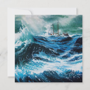 Carte Bateau dans la mer dans la tempête