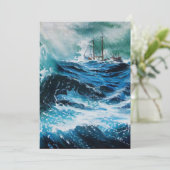 Carte Bateau dans la mer dans la tempête (Debout devant)