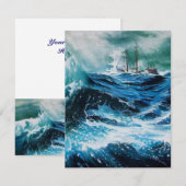 Carte Bateau dans la mer dans la tempête (Devant / Derrière)