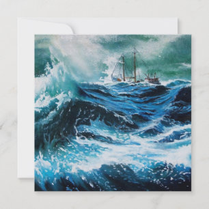 Carte Bateau dans la mer dans la tempête