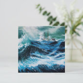 Carte Bateau dans la mer dans la tempête (Debout devant)