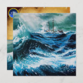 Carte Bateau dans la mer dans la tempête, Parchemin (Devant / Derrière)