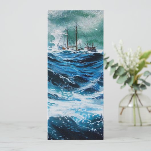 Carte Bateau dans la mer dans la tempête, Parchemin (Debout devant)