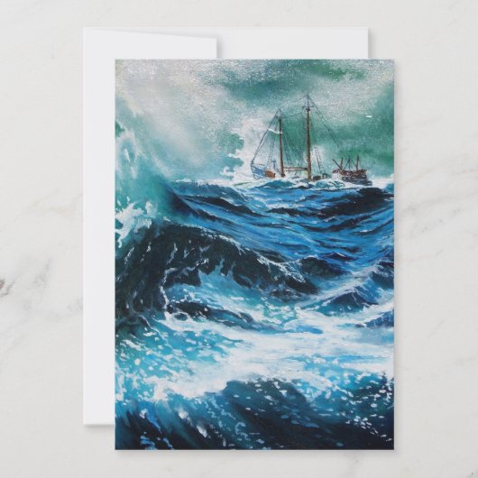 Carte Bateau dans la mer dans la tempête, Parchemin (Devant)