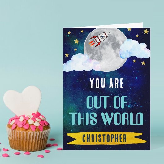 Carte Bateau de fusée hors de ce monde Saint-Valentin